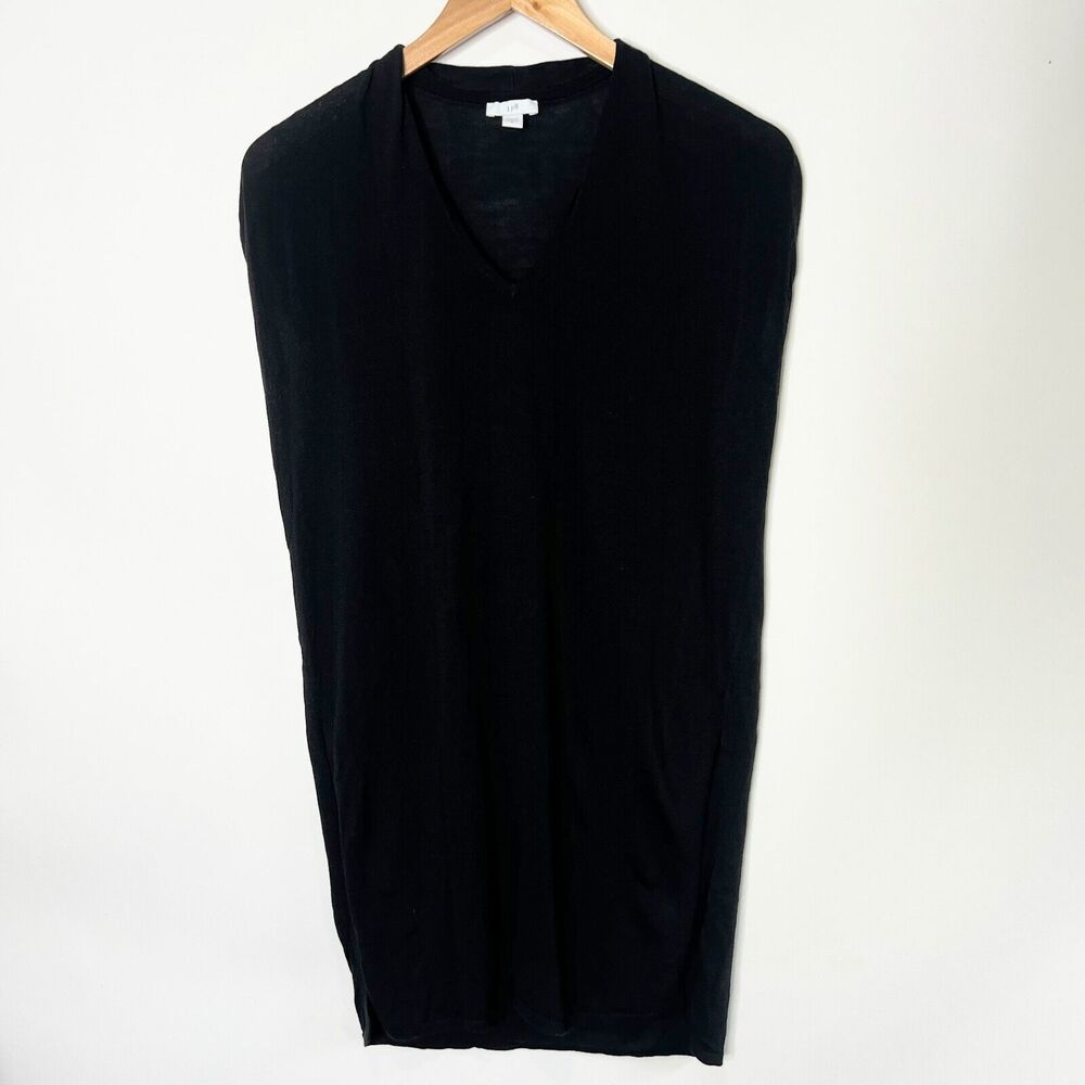 J Jill Tank Tunic Sleeveless V-Neck Light Weight Long Black Women's Size XS